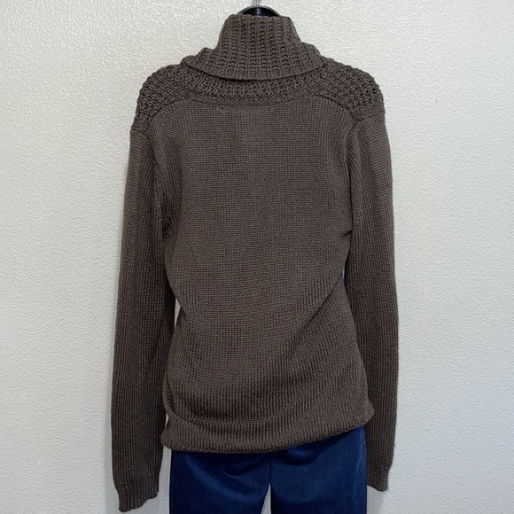 Angel of the North Brown Waffle Knit Cowl Neck Sweater - Picture 4 of 10